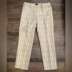 crosby. Cream Plaid Cropped Dress Pants